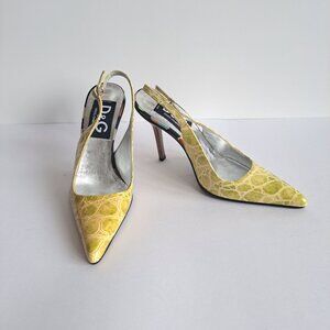 NEW D&G Lime Green Yellow Leather Sandals Shoes Size 36 US 6